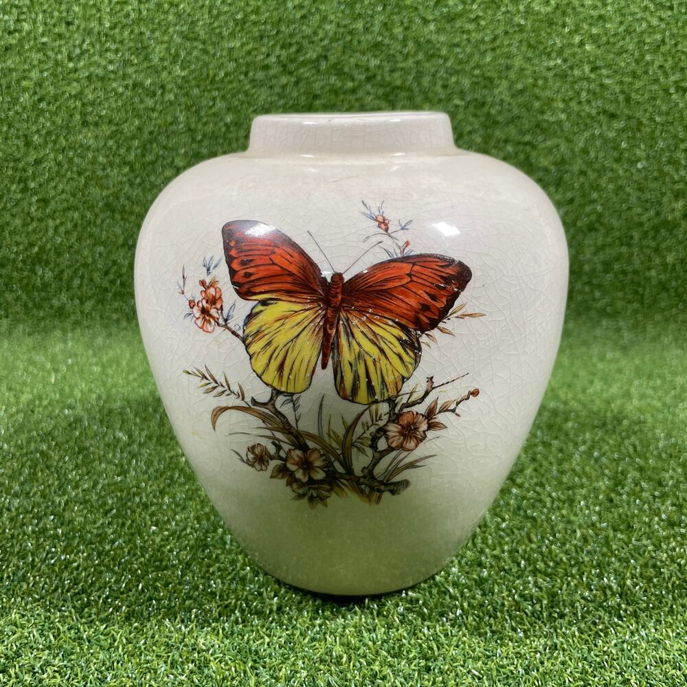Vintage Treasure Craft Pottery Butterfly Ceramic Vase USA